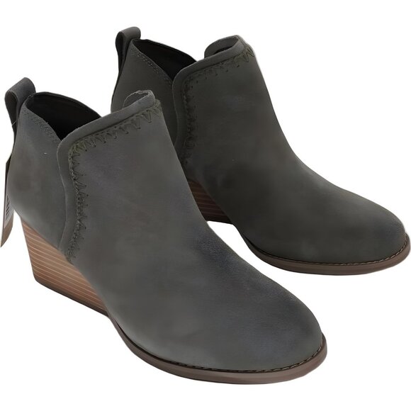 TOMS Kaia wedge bootie suede ankle boots canteen green for women 39 - Picture 4 of 6